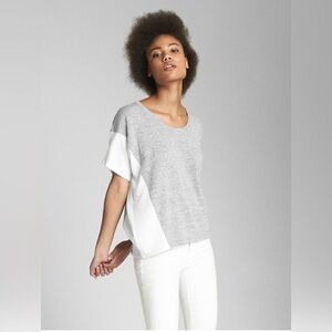 GAP Softspun Short Sleeve Panel T-Shirt Size Large Gray/White